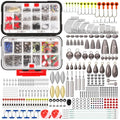 TRUSCEND Complete Fishing Accessories - Tackle Box with Tackle Included, Fishing Hooks, Jig Heads, Sinkers, Weights, Swivels, Snaps, Bobbers, Leaders - Fishing Gear Set for Bass Trout Panfish Walleye - color: C-408pcs Premium Kit