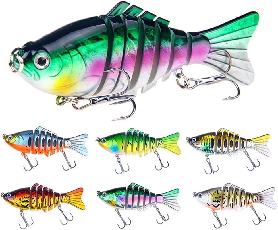 Multicolor Fishing Lures, Multi-Jointed Swimbaits, Plastic Artificial Lifelike Hard Baits, 10cm 15.6g, for Freshwater Saltwater