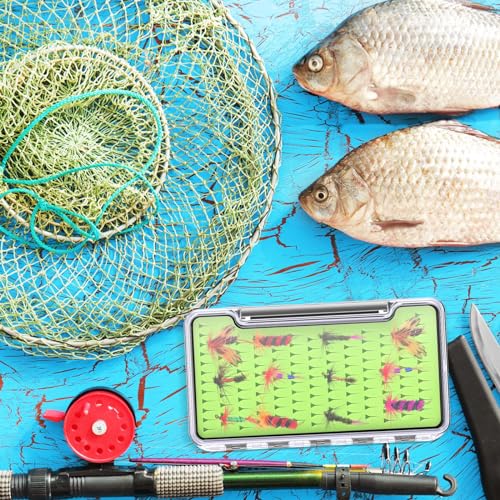RoundFunny Fly Boxes for Fly Fishing Silicone Waterproof Fly Fishing Box Super Slim Fly Fishing Tackle Trays Box Best Pocket Storage Size 7.36"L x 0.63"W x 4.02"H Could Holds 134 flies(Waterproof)