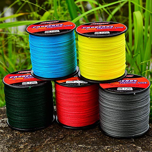 Braided Fishing Line 4 Strands Stronger Multifilament PE Braid Wire for Saltwater 6LB-100LB 110yards 328yards 547yards Super Strong Superline - color: Yellow, size: 328Yds/30LB