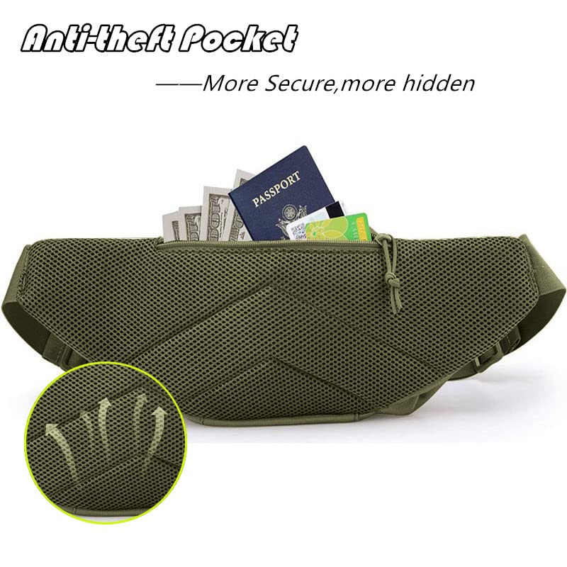 Tactical Fanny Pack Gun Holster Concealed Carry Pistol Military Tactical Waist Bag Waterproof Molle EDC Pouch with USA Flag Patch - color: Green