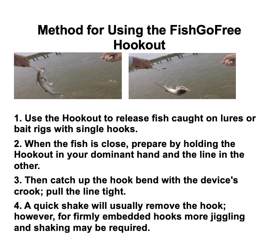 Hookout - Hook Remover, Fits Shirt Pocket, Providing Safe/No-Touch Fish Release (2-Pack)