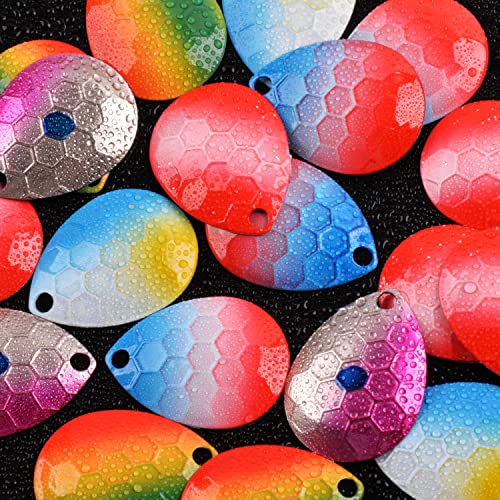 Colorado Blades Spinner Blades Lure Making Kit, 30pcs Colorful Metal Blades Easy Spin Spoons Inline Spinner Walleye Rig Making DIY Fishing Lure Making Supplies for Trout Salmon Bass Fishing - color: Hammered-Purple & Silver-30pcs