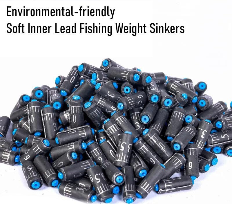 Pack of 50 Fishing Sinkers Weights Soft Plastic Core Scale Lead Freshwater Saltwater - size: 3/16oz 5g 50pcs