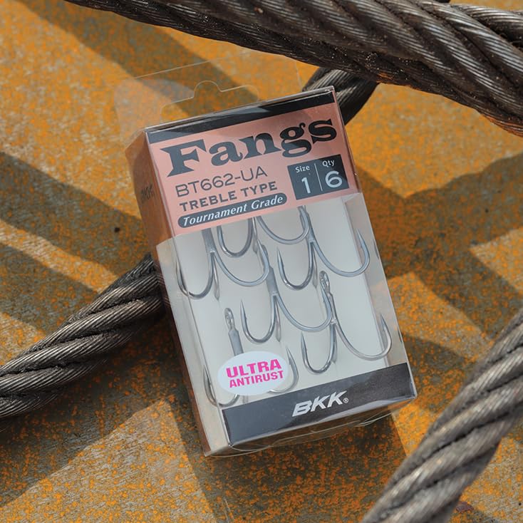BKK FANGS-62 Treble Hook | 2X | Saltwater Ultra-Antirust Coating | Needle Point | O’Shaughnessy Bend - size: 3/0#
