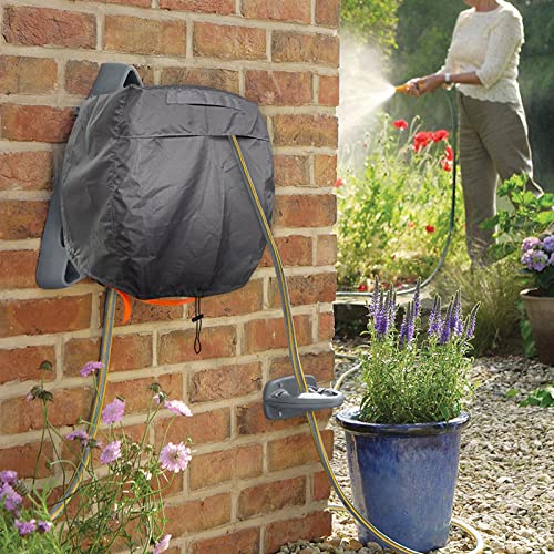 Garden Wall Mounted Retractable Hose Reel Cover, 450D Oxford Polyester Coated Tarp, 100% Waterproof Sunscreen Hose Reel Cover, for:Giraffe tools,Ayleid,Gardena and More.grey,24"L x18"Wx24H" - size: 24" x 18" x 24"