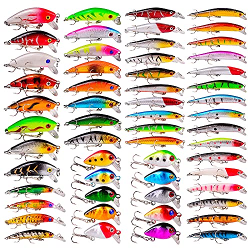 Bass Fishing Lures Kit Set Topwater Hard Baits Minnow Crankbait Pencil VIB Swimbait for Bass Pike Fit Saltwater and Freshwater - color: 560-56pcs