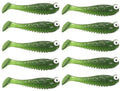 10Pcs Glow in The Dark Fishing Lures, Soft Plastic Swimbaits for Freshwater or Saltwater Use, Walleye Fishing Lures for Night Fishing Bass, Crappie, and Trout - color: Dark Green