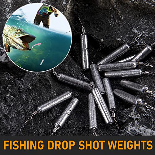 Dr.Fish 50 Pack Fishing Drop Shot Weights Lead Fishing Weights Pencil Skinny Sinkers with Barrel Swivels for Freshwater Bass Fishing - size: 1/4oz-50 Pack