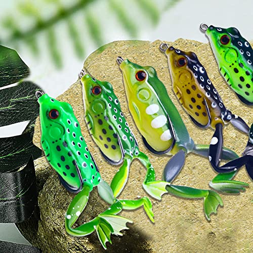 Frog Fishing Lures for Bass ，Weedless Fishing Lures，Top Water Frog Lures for Bass Fishing，Perfect Lifelike Surface Bass Lure, for Saltwater/Freshwater Bass Trout