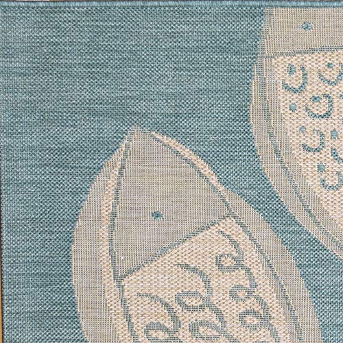 Gertmenian Indoor/Outdoor Flatweave Area Rug - 9x13 Extra Large, Stain & UV Resistant, Ideal For Deck, Patio, Poolside, Mudroom - Exotic Fish, Oasis Green, 22006 - color: Exotic Fish Oasis Green, size: 8'9" x 13'1" (Rectangular)