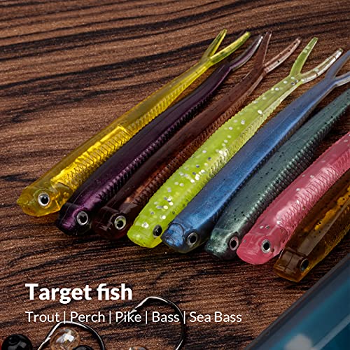 QualyQualy Soft Swimbait Fishing Lures 5PCS 6PCS Jerk Shad Minnow Drop Shot Lure Bass Bait Shad Lure Soft Jerkbait for Bass Trout Pike Walleye Crappie 2.95'' 3.93'' 4.72'' - color: A-4#, size: 2.95" - 6Pcs