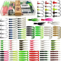 Crappie Lures Tube Lures Jigs Heads Worms Swimbaits Kit, 165, 124, 50 Pcs Pre-Rigged Crappie Jigs Tube Hooks Soft Plastic Grub Worms Baits for Bass Trout Freshwater Saltwater Fishing - color: 124 Pcs - Crappie Lures Tube Lures