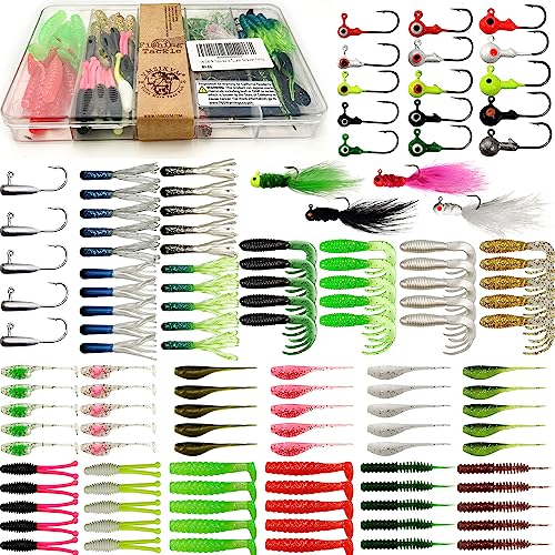 Crappie Lures Tube Lures Jigs Heads Worms Swimbaits Kit, 165, 124, 50 Pcs Pre-Rigged Crappie Jigs Tube Hooks Soft Plastic Grub Worms Baits for Bass Trout Freshwater Saltwater Fishing - color: 124 Pcs - Crappie Lures Tube Lures