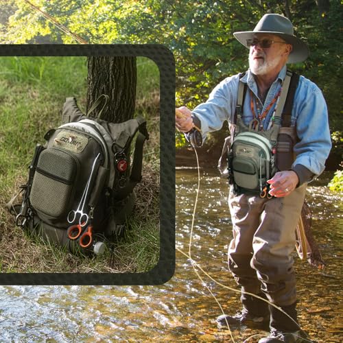 Goture Fly Fishing Chest Pack, Lightweight Chest Pack Tackle Storage Bag, Fly Fishing Bag with Adjustable Padded Neck Strap and Waist Strap, Hard Shell Front Pocket, Water Bottle Pouch, Gifts for Men - color: B:Green