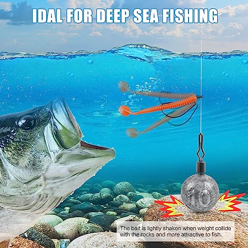 Drop Shot Weights Kit, 52pcs Round Fishing Weights Sinkers Bass Casting Drop Shot Sinkers Rig Cannonball Weights Assorted Set for Bass Fishing Freshwater Saltwater