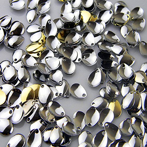 ANER 50pcs Deep Cup Fishing Lures Copper Spinner Blades DIY Fishing Lures Accessories for Hard Lures Worm Spinner Baits Spoons Rigs Making - color: Silver
