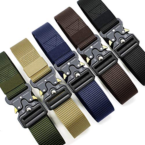 DOOPAI Tactical Belt for Men, 3Pack Military Nylon Web with Heavy Duty Quick Release Metal Buckle - color: 23 Black/Black/Black, size: 28-42 Waist Adjustable 125 cm (3 Pack)