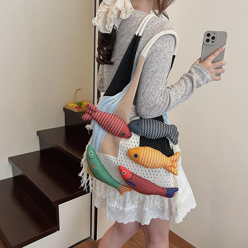 Bohemian style travel handbag for women large-capacity woven bag vacation beach seaside tote bag crochet purse - color: White