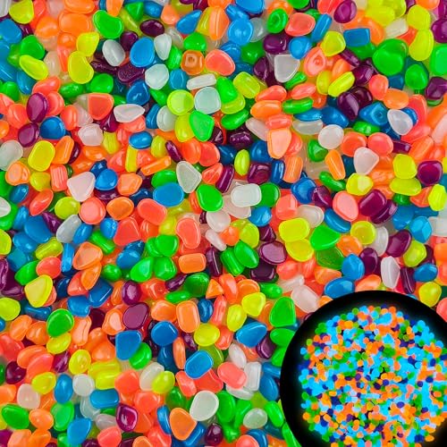 200pc Glow Stones Glow in The Dark Rocks Outdoor Decorative Stones Glow in Dark Pebbles Luminous Stones for Walkway Glowing Rocks for Garden Yard Aquarium Patio Lawn,Color - size: 200, style: Multi