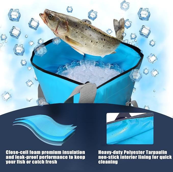 MORXPLOR Insulated Fish Cooler Bag for Fishing 41x17 47x17In 50x20In 60x24 72x30 80X40 Inches,Large Insulated Fish Kill Bag,Fishing Catch Bag Cooler with Water-resistant Zipper - color: 72inch Blue