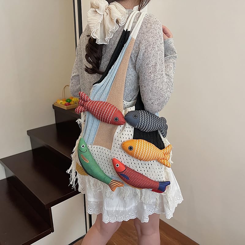 Bohemian style travel handbag for women large-capacity woven bag vacation beach seaside tote bag crochet purse - color: White