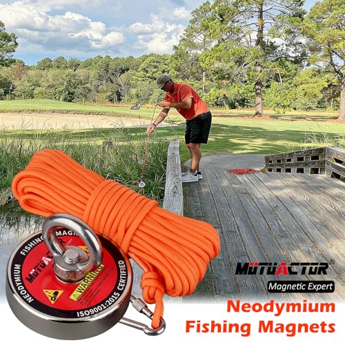 MUTUACTOR Strong Fishing Magnets,Φ2.95''Heavy Duty Magnet Fishing Kit with 20Ft Duarble Rope,Powerful 750lbs Neodymium Magnet Fishing for Treasure Hunting Retrieving Metallic Tools in Lakes Rivers - style: 750lb Magnet--Φ 2.95"