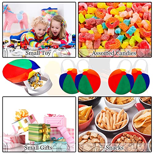 Shihanee 24 Pcs Beach Ball Party Favor Bags Pool Themed Goody Candy Bags Summer Treat Handbags Beach Non Woven Gift Handbags for Summer Pool Birthday Party Supplies - style: Beach Ball