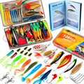 PLUSINNO Fishing Lures, All-in-One Fishing Tackle Box with Tackle Included, Fishing Gear Lure Bait Accessories Kit for Freshwater Bass Trout, Ideal Fishing Gifts for Men, Father & Beginners - color: 128Pcs Fishing Lures Kit