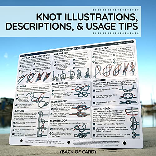 Nautical Knots Quick Reference Chart - Guide to 21 Sailing and Boating Knots on 8.5" x 11" Waterproof Card - from Boating Must Haves Collection