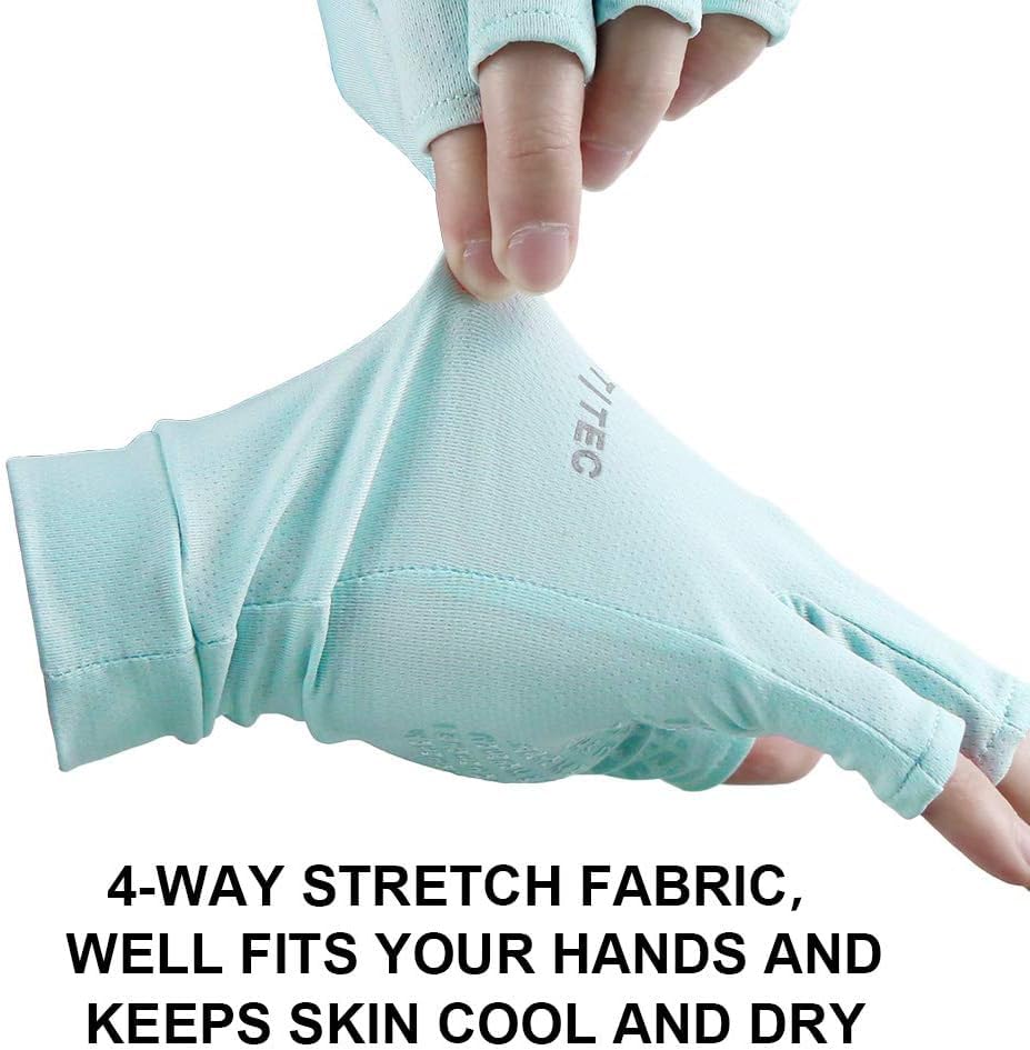 Unisex UV Protective Fingerless Gloves UPF 50+ Summer Sun Glove for Outdoor Fishing Cycling Hiking Driving Kayaking - color: Blue, size: X-Large