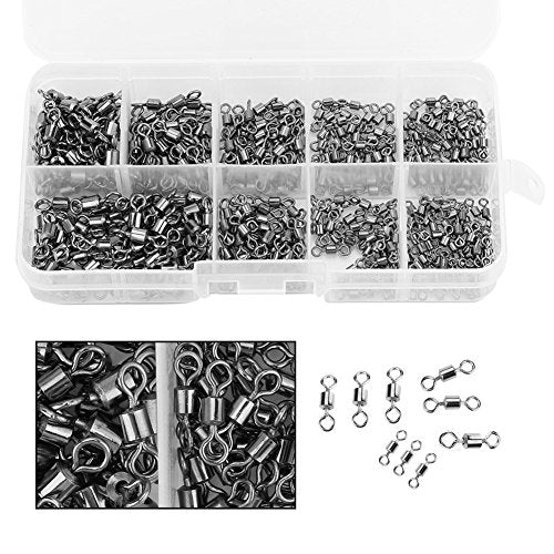Fishing Swivels Snaps Set, Terminal Tackle Kit - Stainless Steel Rolling Snap Swivel Fishing Accessories with Box Set