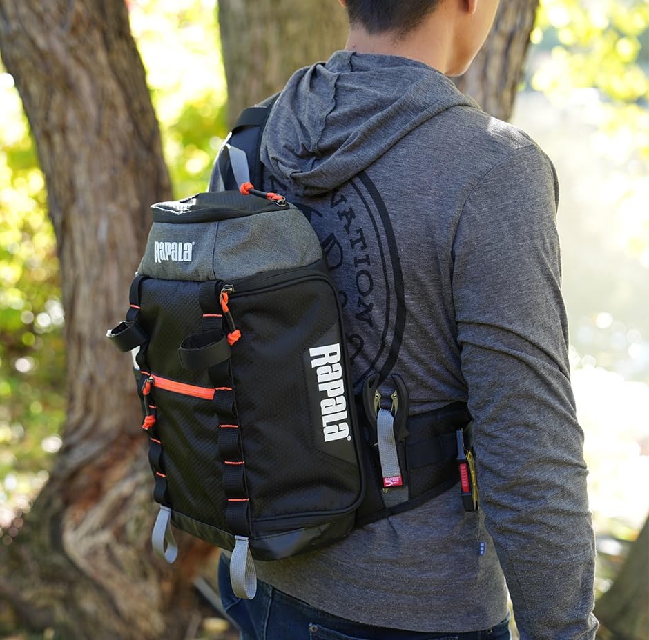 Rapala Venture 8" Sling Pack Compact Fishing Tackle Bag with Organized Storage for Lures, Tools & EDC Travel