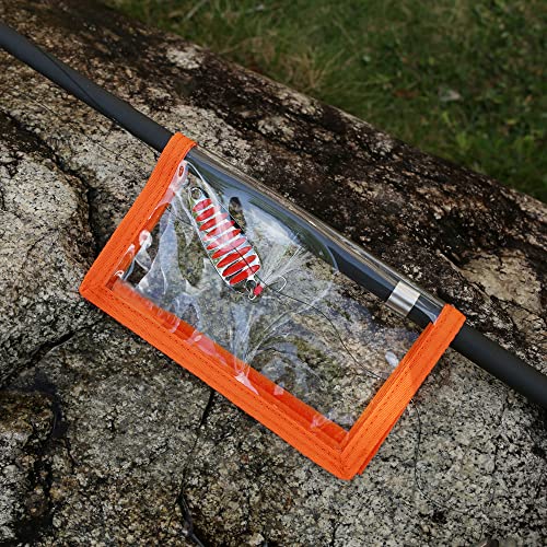 Raprance Fishing Lure Wraps 4 Packs Clear PVC Bait Hook Covers Keeps Fishing Safe Easily See Lures（Orange,L） - size: Large