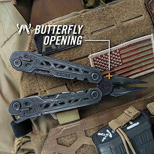 Gerber Gear Truss Multitool, Gifts for Men, 17-in-1 EDC Needle Nose Pliers, includes Pocket Knife, Screwdriver, and Bottle Opener Accessories, Fishing and Camping Gear, Black - style: Black Molle Sheath