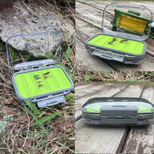 Aventik Silicone Fly Fishing Box Jig Box Waterproof Streamer flies Case Double Sided Clear Lid Storage Lure Case Saltwater Freshwater (SA:4.96x4x1.76inch) - style: SA:4.96x4x1.76inch