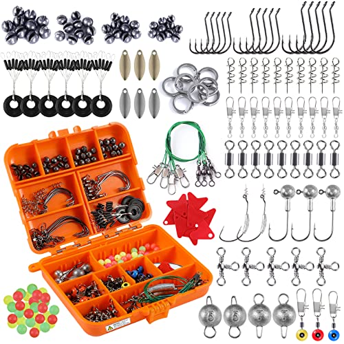 PLUSINNO Fishing Lures, All-in-One Fishing Tackle Box with Tackle Included, Fishing Gear Lure Bait Accessories Kit for Freshwater Bass Trout, Ideal Fishing Gifts for Men, Father & Beginners - color: 212Pcs Fishing Accessories Kit
