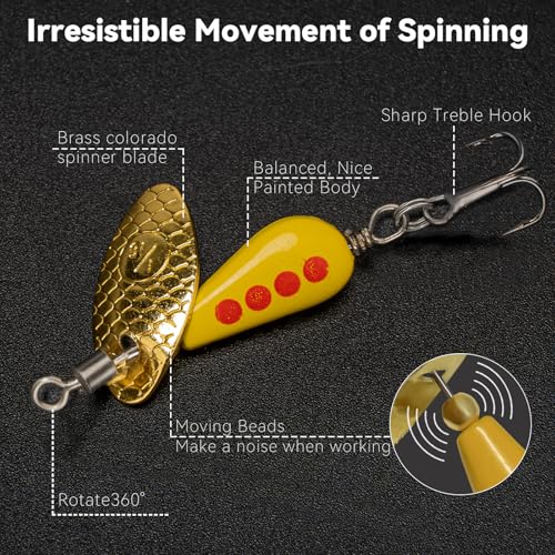 QualyQualy Trout Lures Fishing Spinnerbaits 5pcs Brass Hard Metal Spinner Trout Baits Fishing Lure for Perch Freshwater Saltwater Lake River - color: #A, size: 1/6 oz