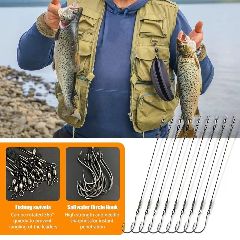 YOTO Circle Hooks Rigs with Saltwater Steel Leader Wire, 25/50PCS Octopus Hook Rig for Bass Catfish Fishing - color: 25pcs/bag, size: 5/0