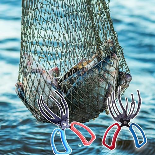 2 Packs 2/3 Claw Fish Gripper, Metal Fishing Pliers Gripper Catch Fish Control Clamp, Three Teeth Fishing Pliers Control Forceps Fishing Accessories for Most Freshwater Fish Grip Tackle Holder - color: 2 packs-3claw