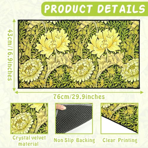 Vintage Floral Doormat Outdoor Welcome Entrance Doormat Front Back Door Inside Outside Entryway Rug Elegant Non Slip Retro Door Mat Indoor Washable Floor Mat for Patio Porch Home Decor - color: Floral Leaf
