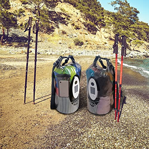 Qoolife Dry Bag Waterproof with Solar Bluetooth Speaker & Light - 10L/20L Roll Top Dry Sack Keeps Gear Dry for Men Women Kayaking, Beach, Rafting, Boating, Hiking, Camping and Fishing - color: Grey with BT Speaker, size: 20L