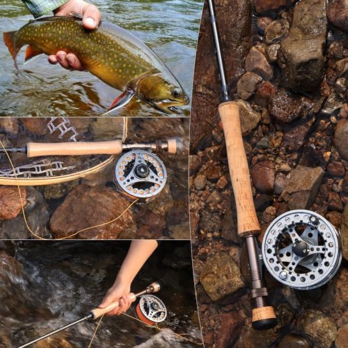 Sougayilang 5/6 Weight 9ft Fly Rod, 4-Piece Graphite Rod, Die Cast Aluminum Reel, Carrying Case, Fly Box & Fishing Flies Combo Starter Kit - color: Fly Fishing Combo #8-Silver