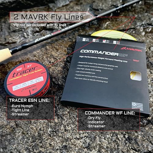 MAVRK USA Fly Fishing Line | Euro Nymph & Floating Lines | Level ESN Mono & Weight Forward Designs | High Visibility, Low Stretch, Freshwater Trout - color: Commander, size: WF-4