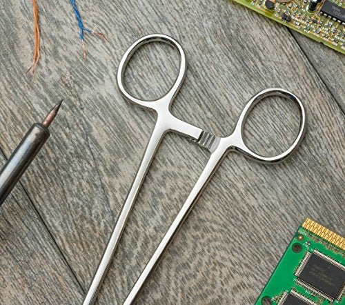 SE 16-Inch Stainless Steel Straight Forceps - Self-Locking, Serrated Tip for Precision Grip and Clamping - Perfect for Crafting, Fishing Tasks, Jewelry Making, and More! -615FS - size: 16", style: Straight