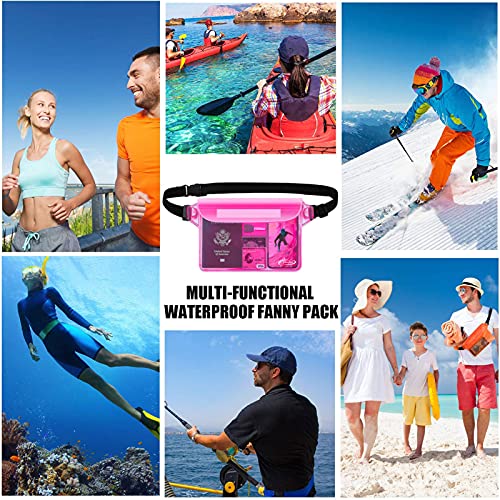 AiRunTech Waterproof Pouch with Waist Strap (2 Pack) | Beach Accessories Best Way to Keep Your Phone and Valuables Safe and Dry | Perfect for Boating Swimming Snorkeling Kayaking Beach Pool Water Park - color: Clear + Pink