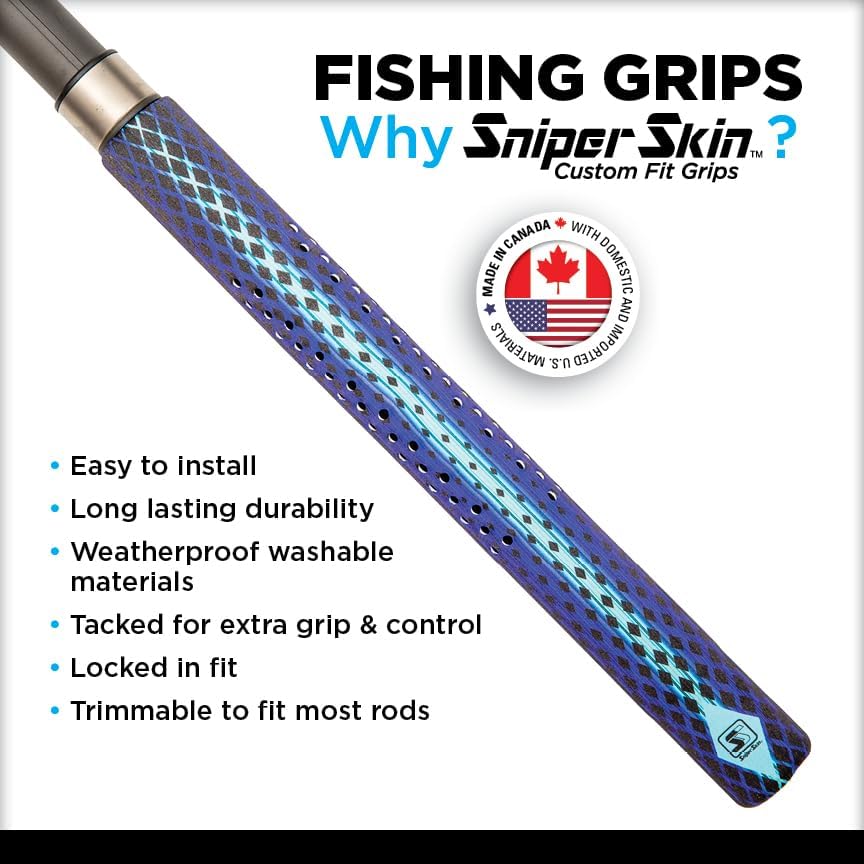 SNIPER SKIN Fishing Rod Grip - Fishing Gear Accessories - Waterproof & Adjustable - Easy to Install, Strong Replacement Grip - Size 16'' - color: Cork