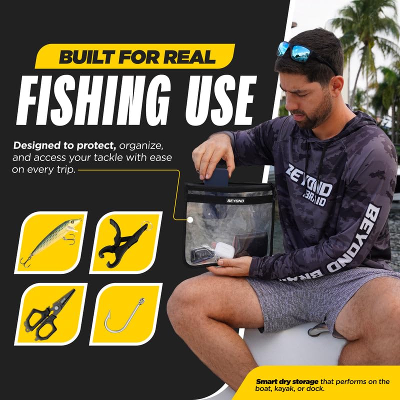 Beyond Fishing DryVault Tackle Storage Bag – Soft Plastic Bait Storage, Fishing Tackle See Through Bait Bag, Water-Resistant, Durable & Transparent Soft Bait Organizer for Easy Gear Access - size: Small - 4 Pack (H 10" x L 12")