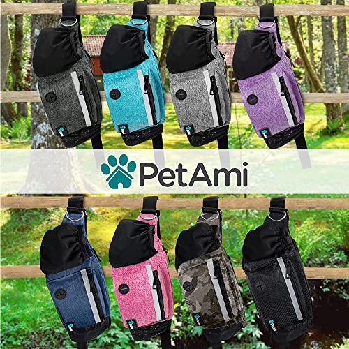 PetAmi Dog Fanny Pack, Treat Pouch for Dog Walking, Training, Built in Poop Bag Dispenser, Water Bottle Holder, Collapsible Bowl, Pet Treat Waist Belt for Hiking, Running, Kibbles (Charcoal) - color: Charcoal