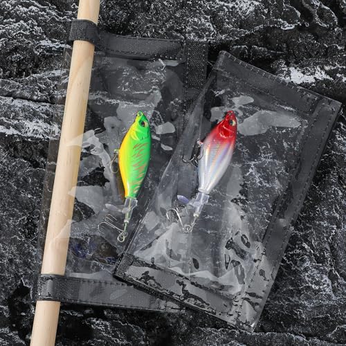 MAQUITA 20PCS Clear See Through PVC Fishing Lure Covers Protect Pets and Fishermen Safe from Sharp Hook Transparent Lures Fishing Bait Hook Storage 10L+10M
